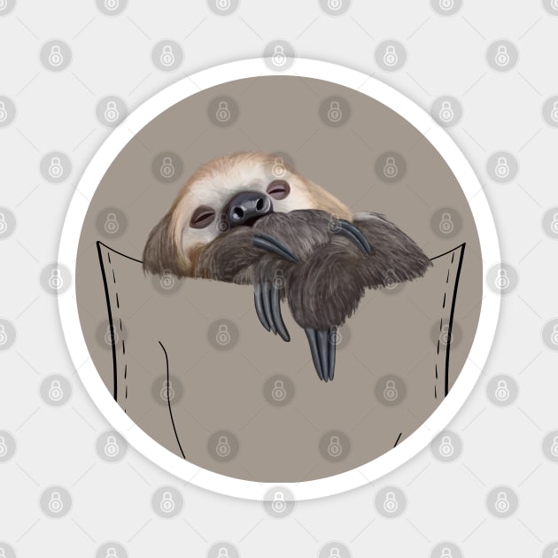 Peeking Pocket Pet - Sleepy Sloth Magnet by Suneldesigns